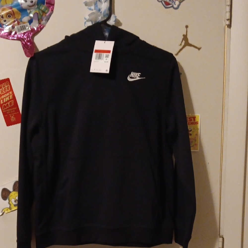 Nike Black Hoodie with White Swoosh Logo